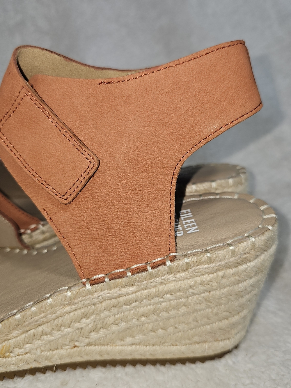 Eileen Fisher Weslia Espadrille Wedge Sandal Cider Leather Size 6.5 Coastal. - Picture 3 of 12